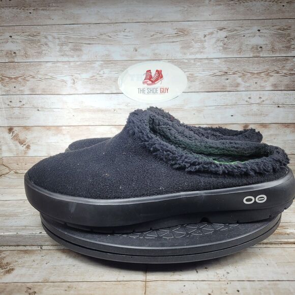 OOFOS OOcoozie Mule Slippers Men\'s Size 11 Black Sherpa Lined Comfort Slip On main image 4